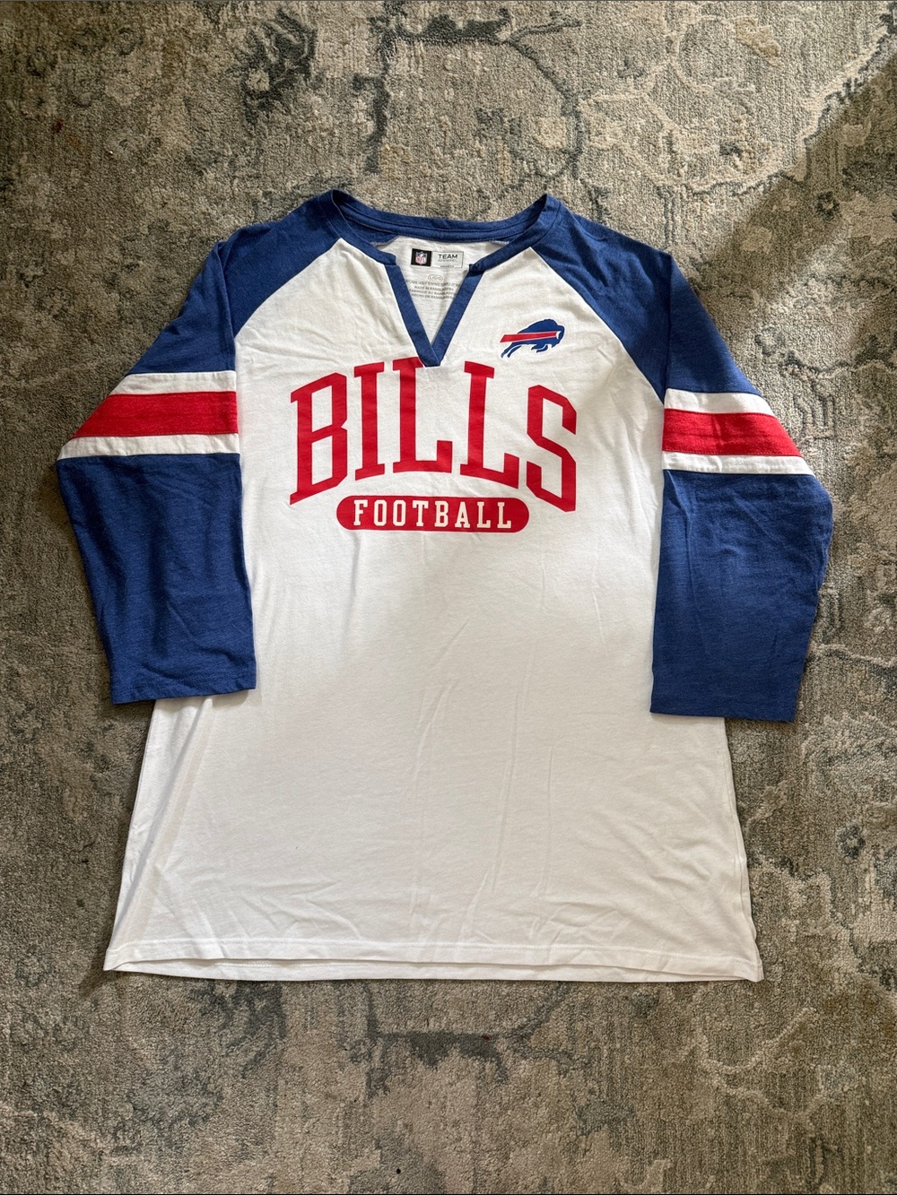 Buffalo Bills Long Sleeve Raglan Tee - White/Blue/Red